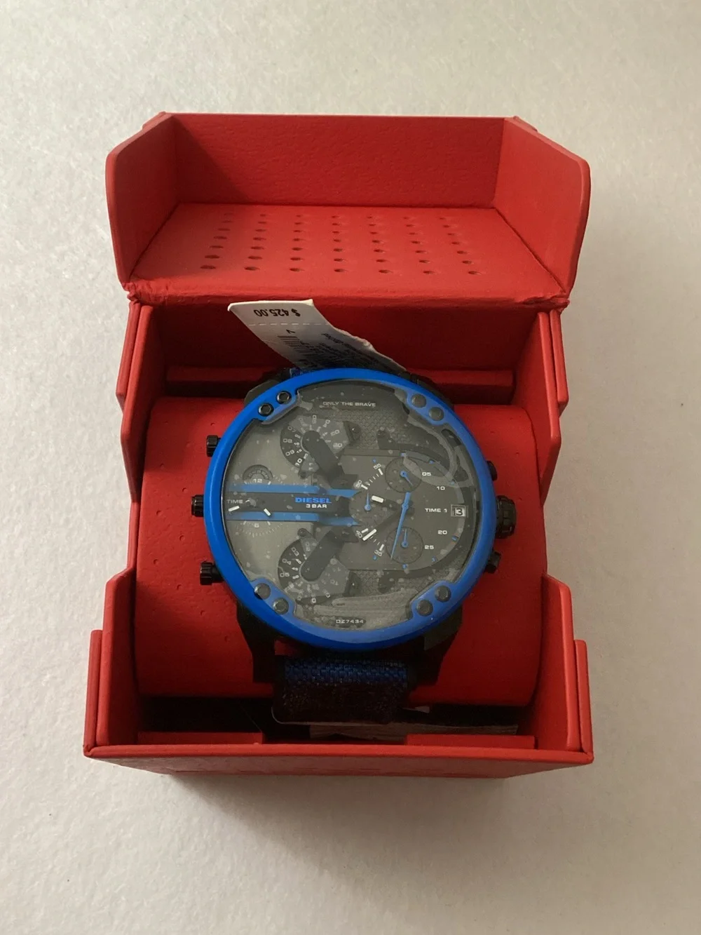 Diesel Mr Daddy 2.0 Three-Hand Blue Silicone Strap Buckle Watch, 57mm DZ7434
